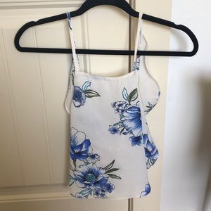 Floral white and blue top